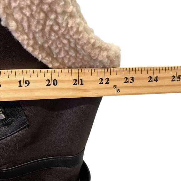 Commense Moto Style Sherpa Lined Brown Faux Leather Vest L - Picture 5 of 10